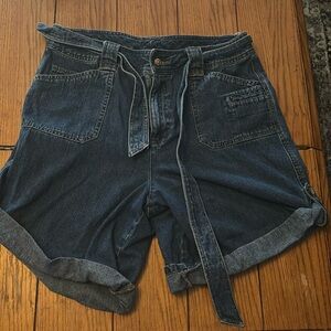 Vintage blue jean tie shorts